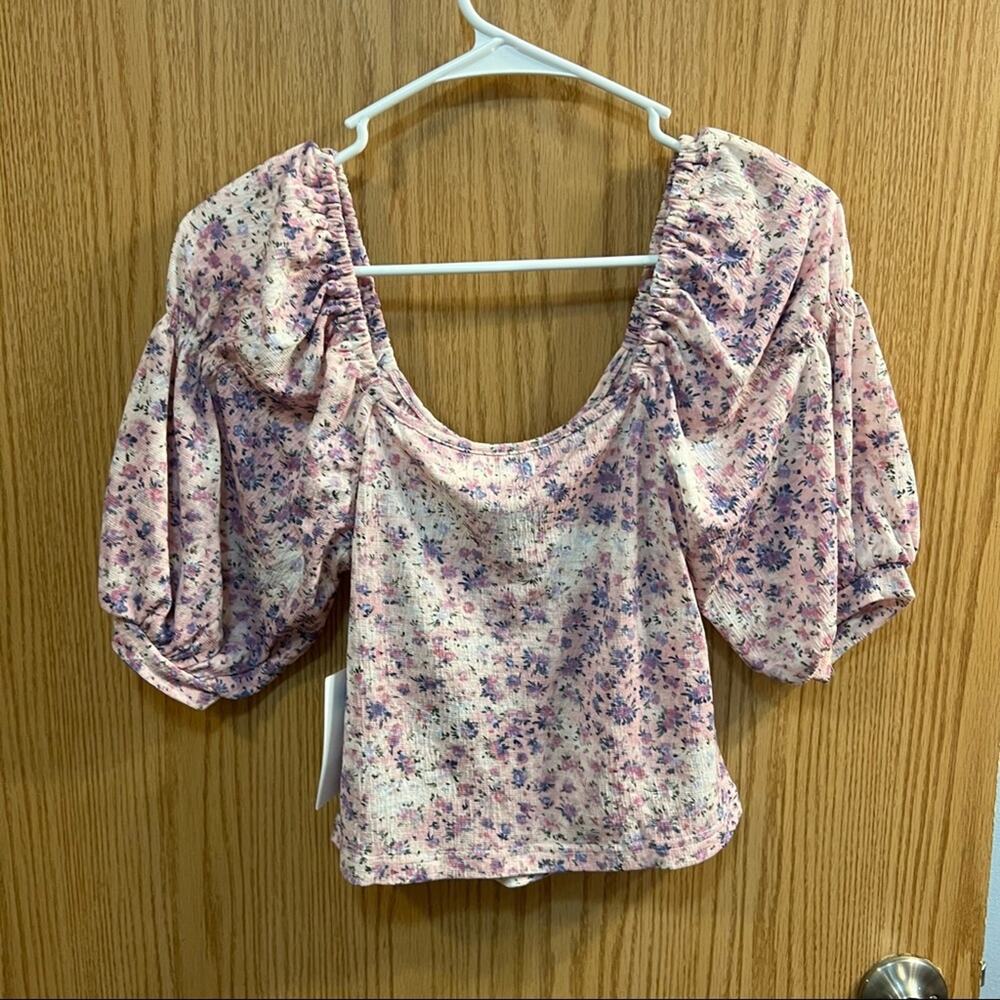 NEW Roommates Boho Floral Off the Shoulder Crop Top Women's Size Small - Picture 7 of 10